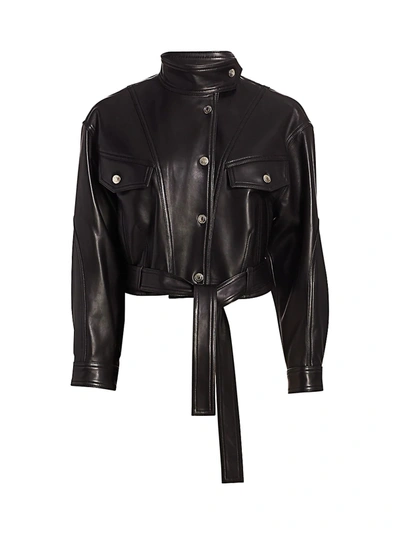 Shop Iro Women's Ormos Leather Trucker Jacket In Black