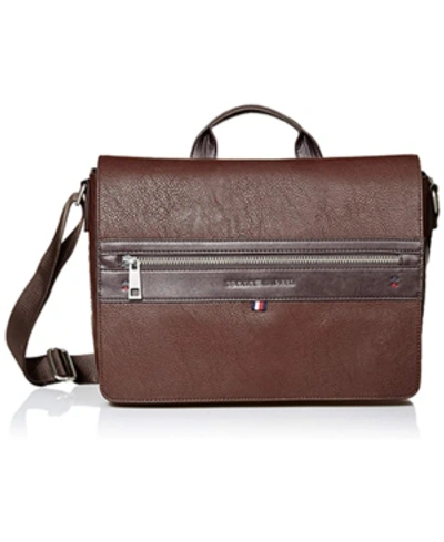 Tommy Hilfiger Men's Pebble Faux-leather Leo Messenger Bag In Brown