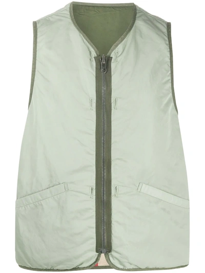 Shop Visvim Contrast Trim V-neck Gilet Jacket In Green