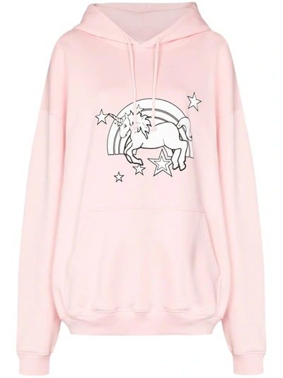 Shop Vetements Unicorn Print Hoodie In Pink