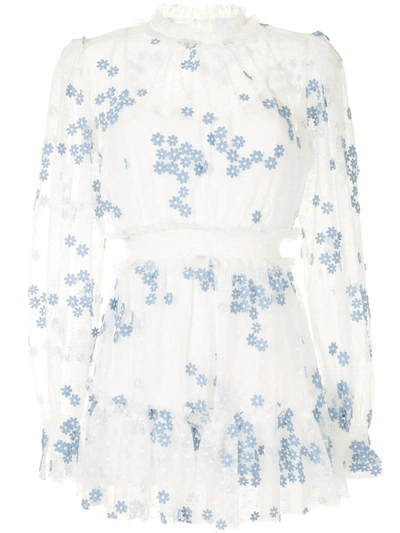 Shop Alice Mccall Floral-print Transparent Playsuit In White