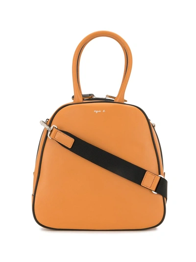 Shop Agnès B. Logo-print Leather Cross Body Bag In Brown
