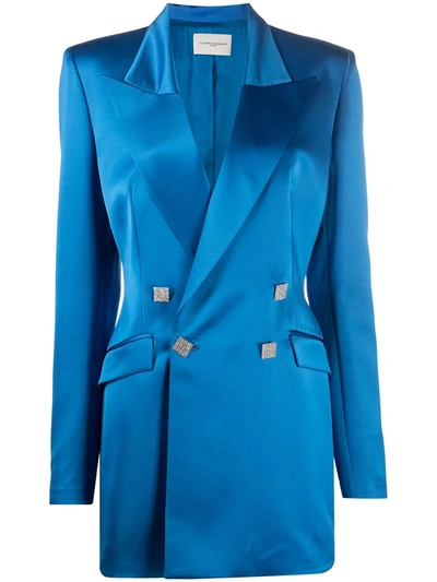 Shop Giuseppe Di Morabito Double-breasted Satin Blazer In Blue