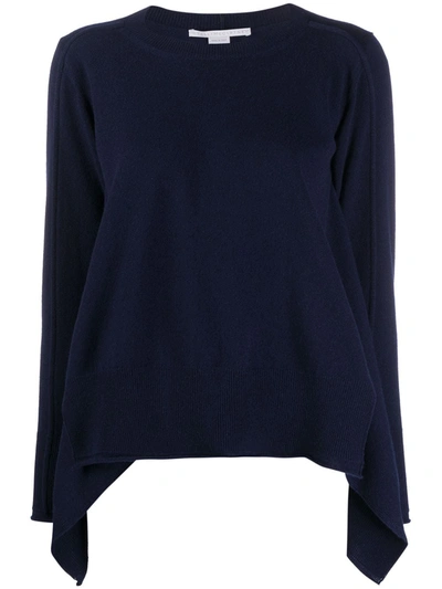 Shop Stella Mccartney Curved-hem Wool Jumper In Blue