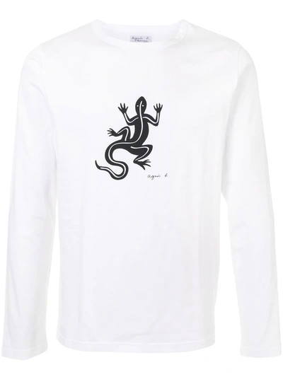 Shop Agnès B. Coulos Lizard-print T-shirt In White