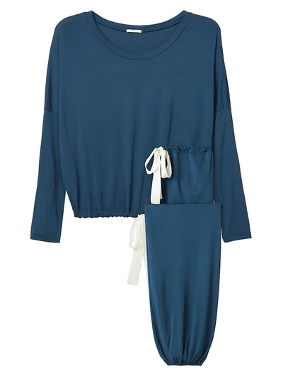 Shop Eberjey Women's Gisele 2-piece Slouchy Pajama Set In Indigo Blue