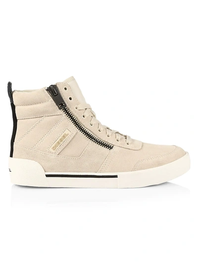 Shop Diesel Dvelows Leather Ankle Sneakers In Angora