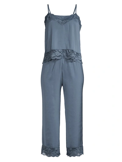 Shop In Bloom Women's Moonlight 2-piece Lace Trim Camisole & Pants Pajama Set In Twilight Blue