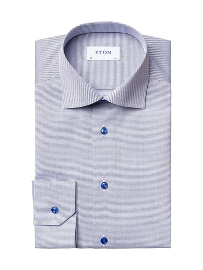 Shop Eton Men's Slim-fit Textured Solid Dress Shirt In Blue