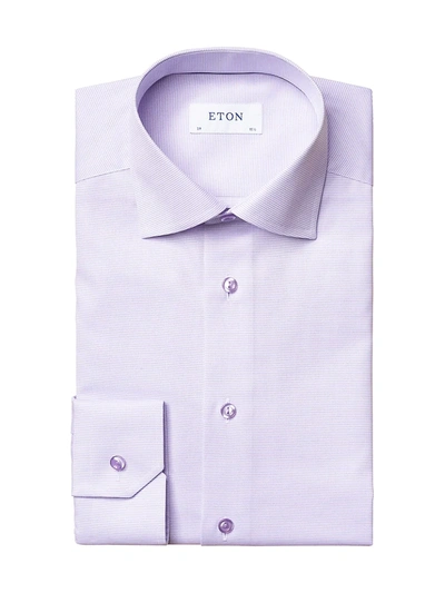 Shop Eton Men's Slim-fit Textured Solid Shirt In Purple
