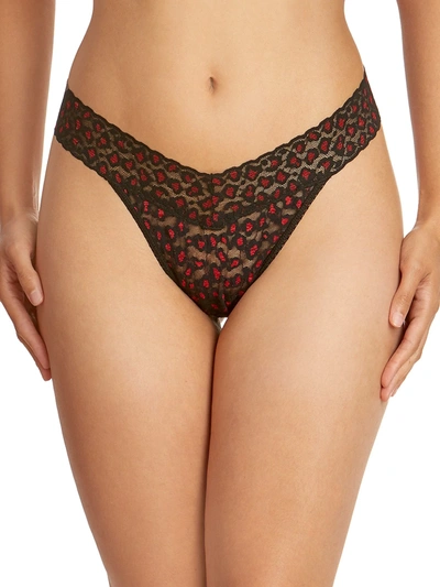 Shop Hanky Panky Women's Cross Dye Leopard-print Original Thong In Black Red