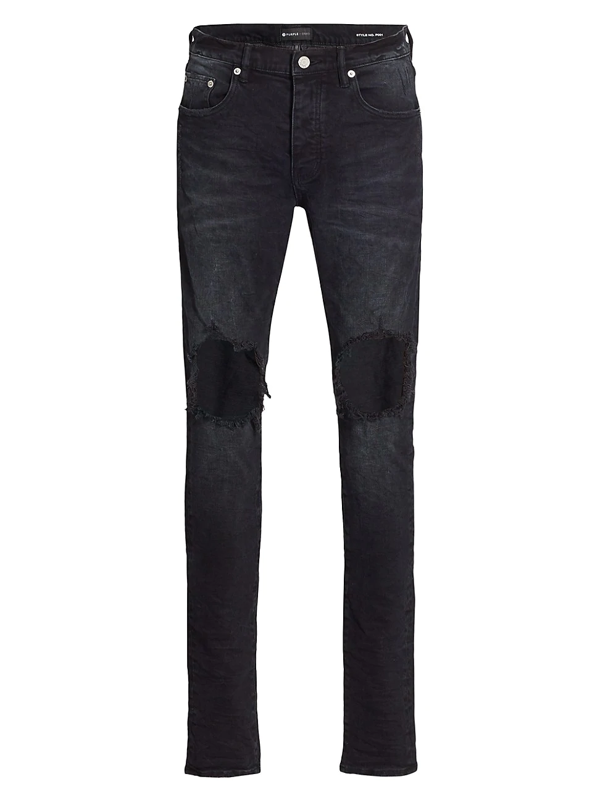 black jeans blown out knees