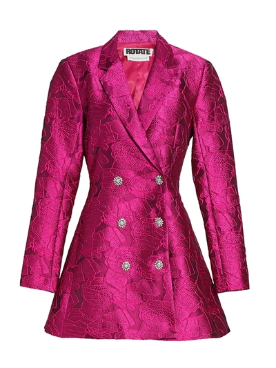 Shop Rotate Birger Christensen Newton Brocade Blazer Dress In Carmine Rose Combo