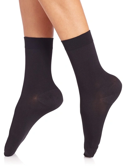 Shop Wolford Opaque Cotton Socks In Black