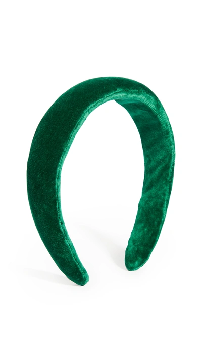 Shop Loeffler Randall Wide Puffy Headband In Emerald