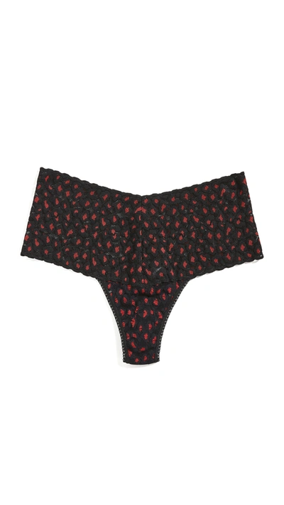 Shop Hanky Panky Cross Dyed Leopard Retro Thong In Black Red
