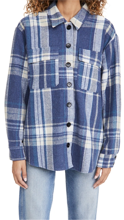 Shop Re:named Re: Named Plaid Oversized Shacket In Blue Multi