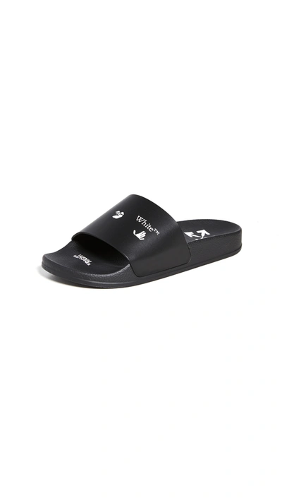 Shop Off-white Swimming Man Slide Sandals In Black White