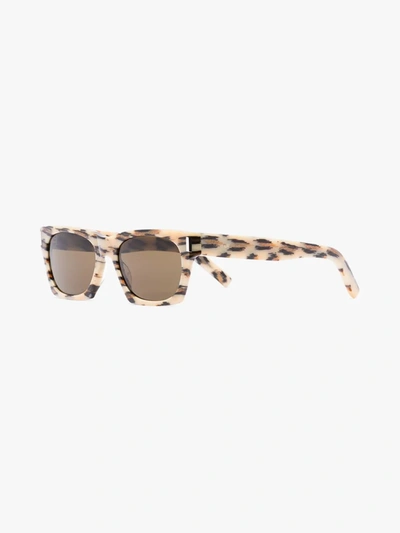 Shop Saint Laurent Multicoloured 402 Square Animal Print Sunglasses In Brown