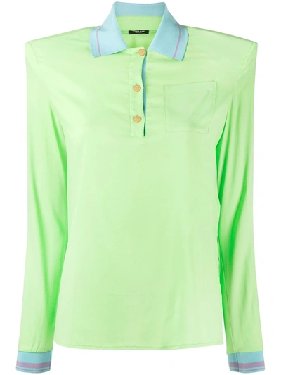 Shop Versace Structured-shoulder Polo Shirt In Green
