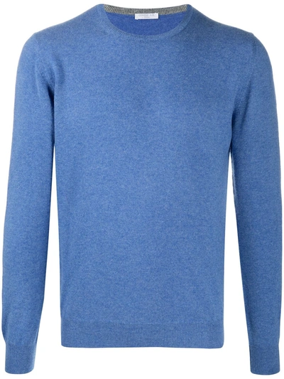 Shop Cenere Gb Rib-trimmed Cashmere Jumper In Blue
