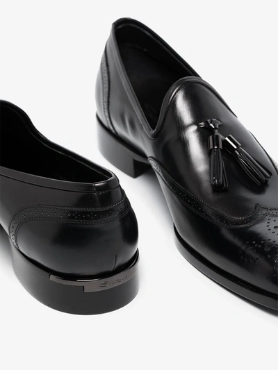 Shop Santoni Tasselled Leather Loafers In Black