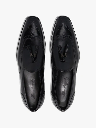 Shop Santoni Tasselled Leather Loafers In Black