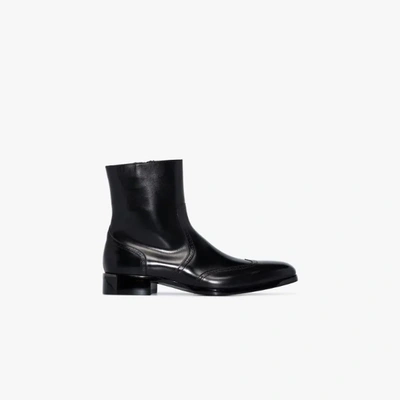 Shop Santoni Leather Ankle Boots In Black