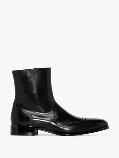 Shop Santoni Leather Ankle Boots In Black