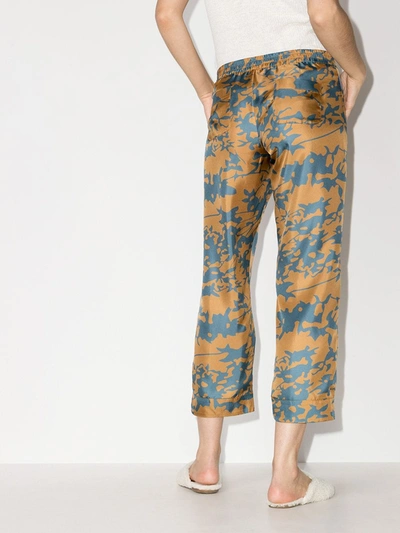 Shop Asceno Antibes Silk Cropped Trousers In Brown