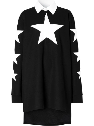 Shop Burberry Star Motif Longline Top In Black