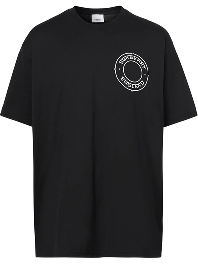 Shop Burberry Logo-print Oversized Cotton T-shirt In Black