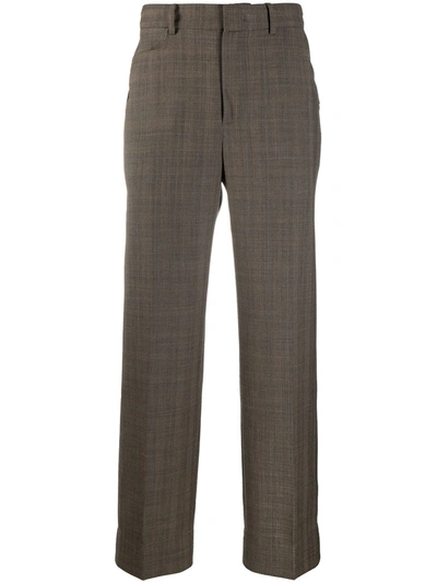 Shop Ader Error Asymmetrical Pocket Checked Trousers In Brown