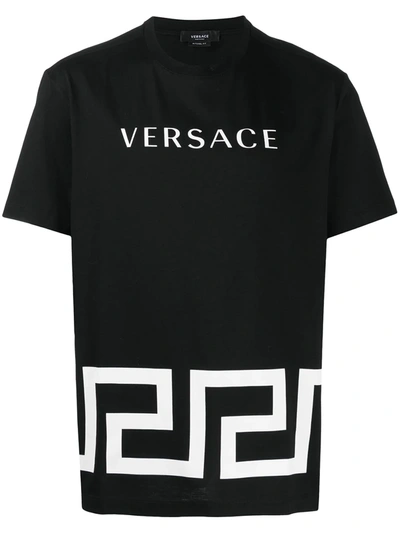 Shop Versace Logo Print T-shirt In Black