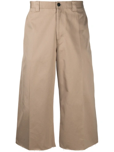 Shop Versace Wide-leg Cropped Trousers In Neutrals