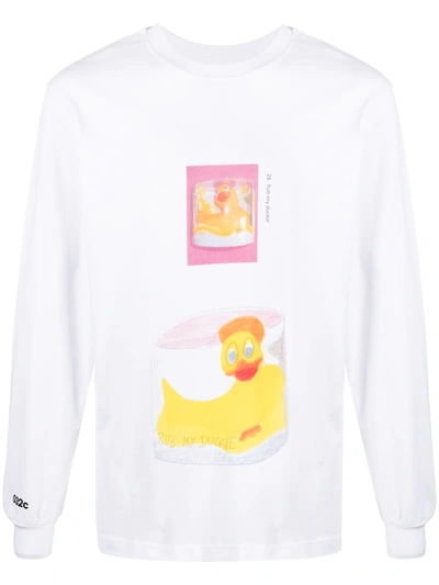 Shop 032c Duck Print Long-sleeve T-shirt In White