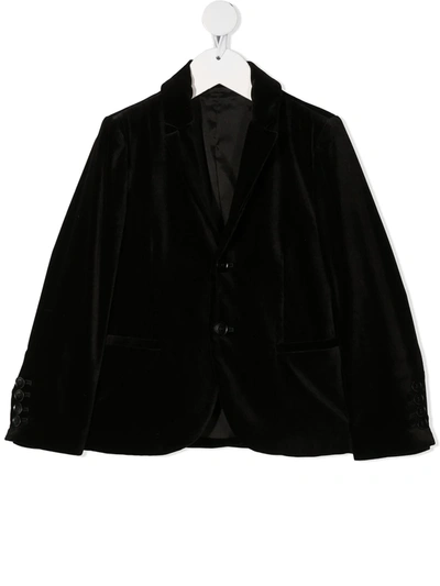 Shop Emporio Armani Single-breasted Velvet Blazer In Black