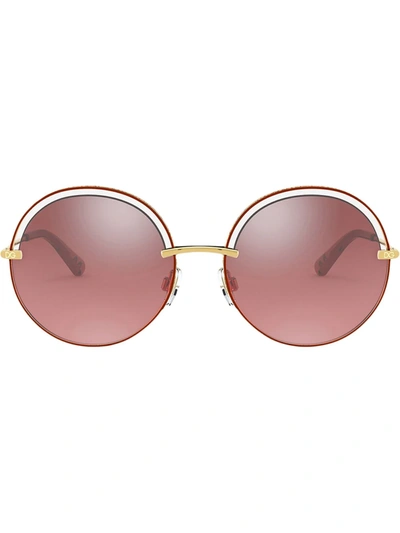 Shop Dolce & Gabbana Cut-out Detail Round Sunglasses In Pink