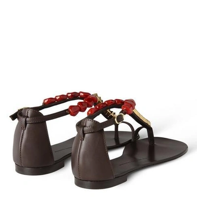 Shop Giuseppe Zanotti - Flat Suede Sandal With Accessory Sydney In Brown