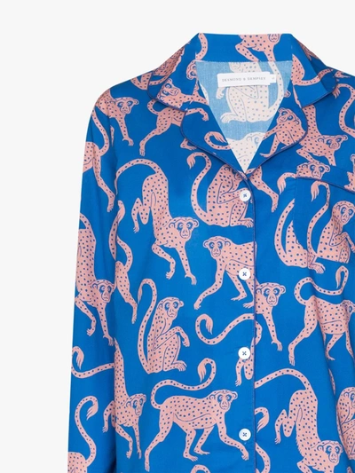 Shop Desmond & Dempsey Pyjama Mit "chango"-print In Blau