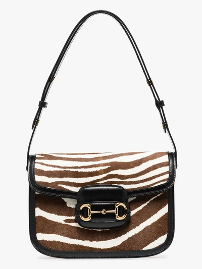 Shop Gucci Multicoloured Horsebit 1955 Leather Shoulder Bag In Brown
