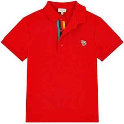 Paul Smith Junior Red Logo Zebra Polo Shirt In Red