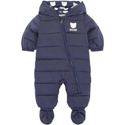 Shop Moschino Navy Baby Coverall In Blue