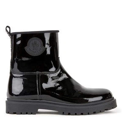 Shop Moncler Black Patent Leather Boots