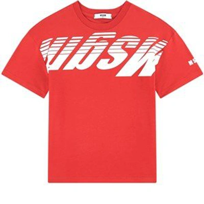 Shop Msgm Red Logo Print T-shirt