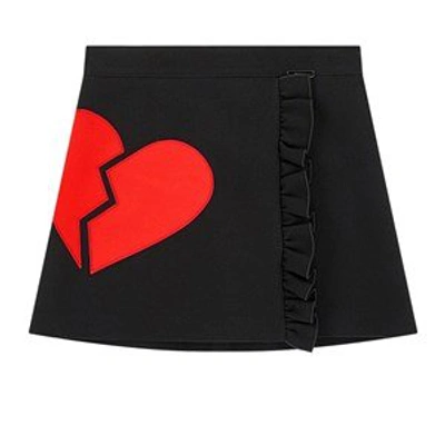 Shop Msgm Black Heart Trapeze Skirt