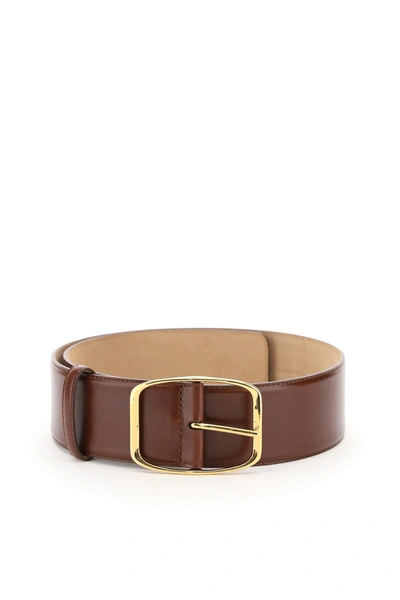 Shop Dolce & Gabbana High Belt With Squared Buckle In Cuoio (brown)