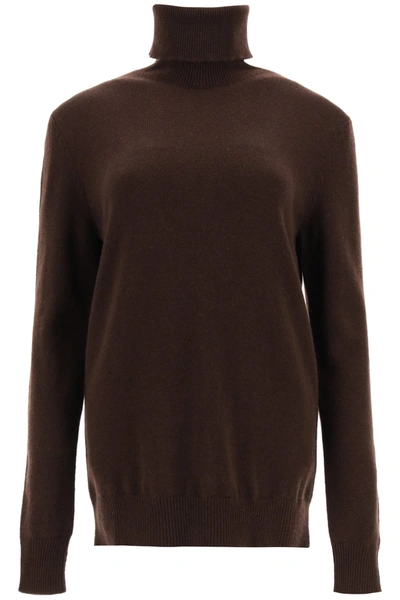 Shop Dolce & Gabbana Cashmere Turtleneck Sweater In Marrone Scuro 4 (brown)