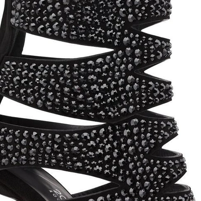 Shop Giuseppe Zanotti - Black Suede Sandal With Crystals Muse