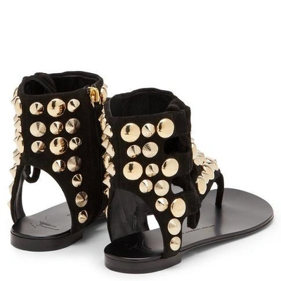 Shop Giuseppe Zanotti - Flat Suede Sandal With Studs Milla In Black